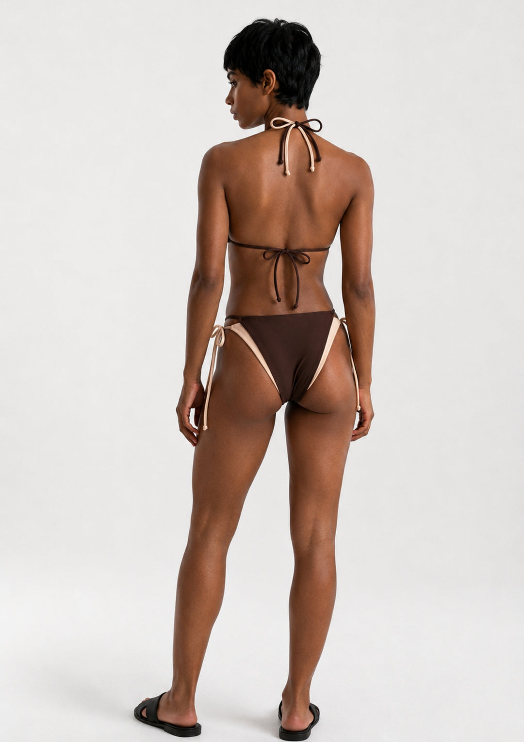 CONTRAST-BIND TIE-SIDE TANGA BOTTOM