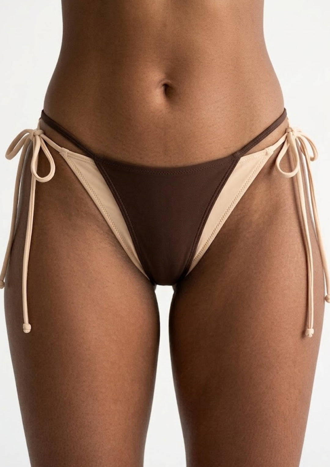 CONTRAST-BIND TIE-SIDE TANGA BOTTOM