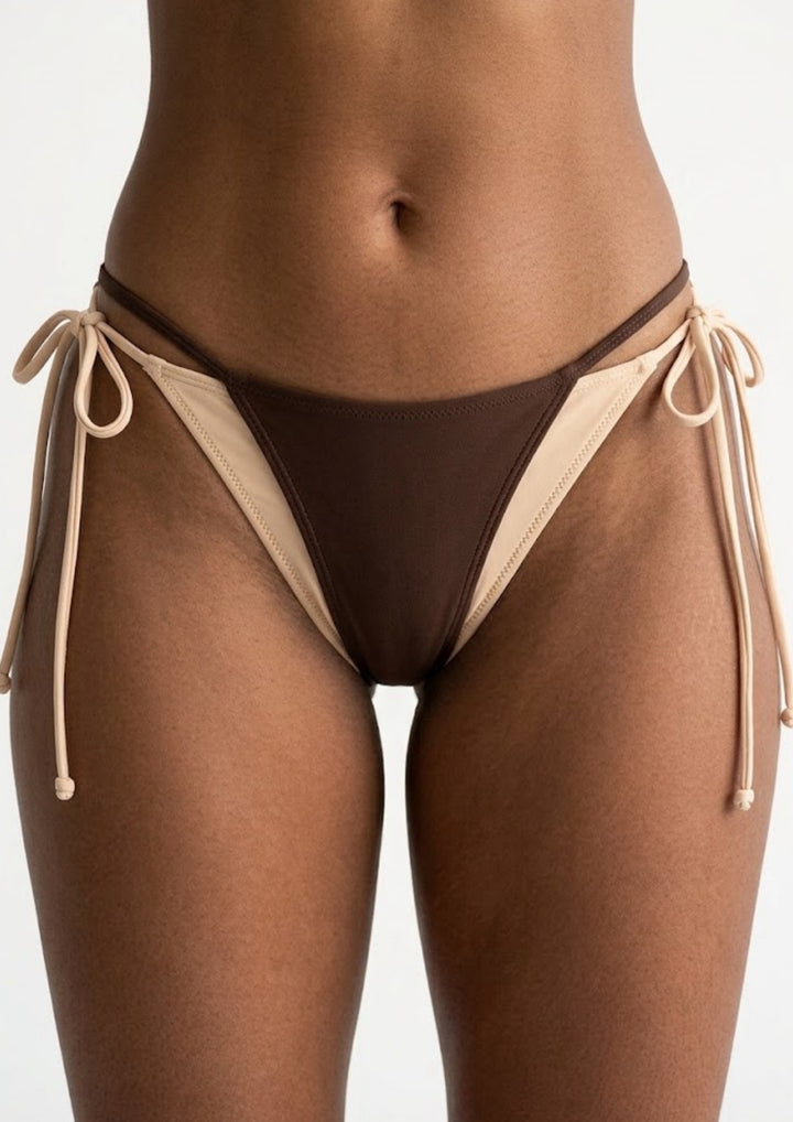 CONTRAST-BIND TIE-SIDE TANGA BOTTOM