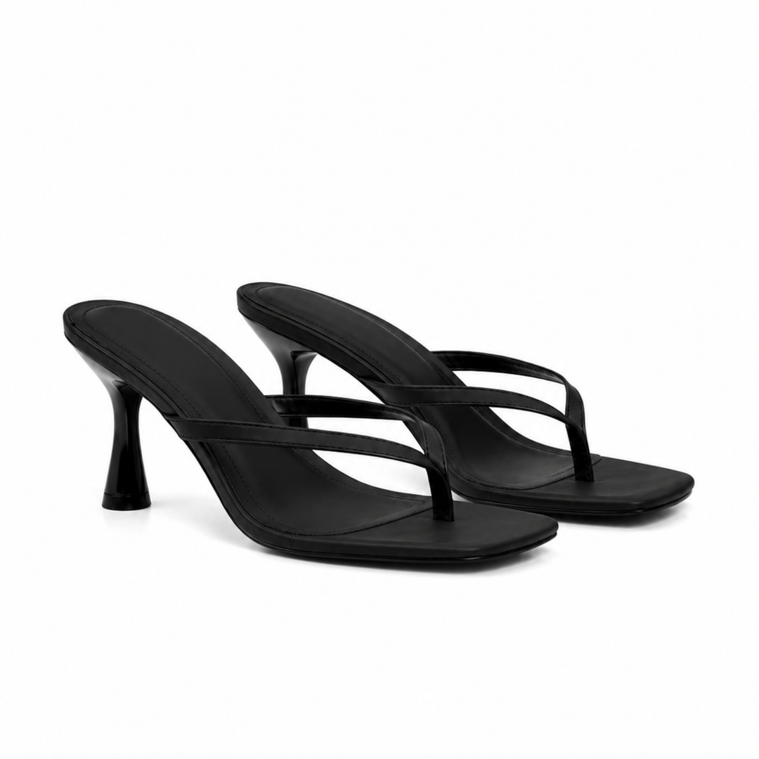 SCULPTED SQUARE-TOE MULE HEELS