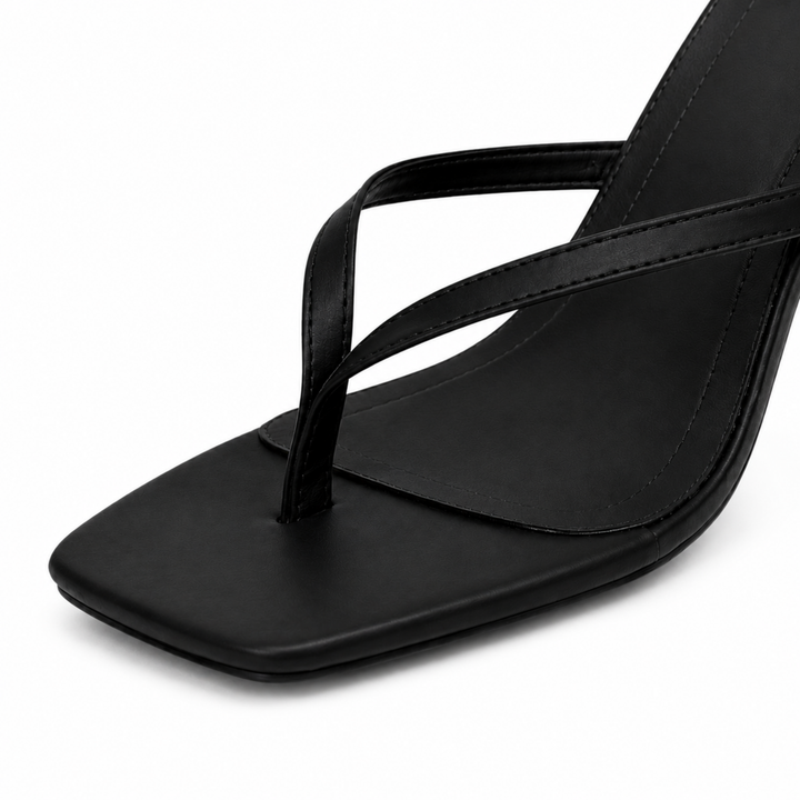 SCULPTED SQUARE-TOE MULE HEELS
