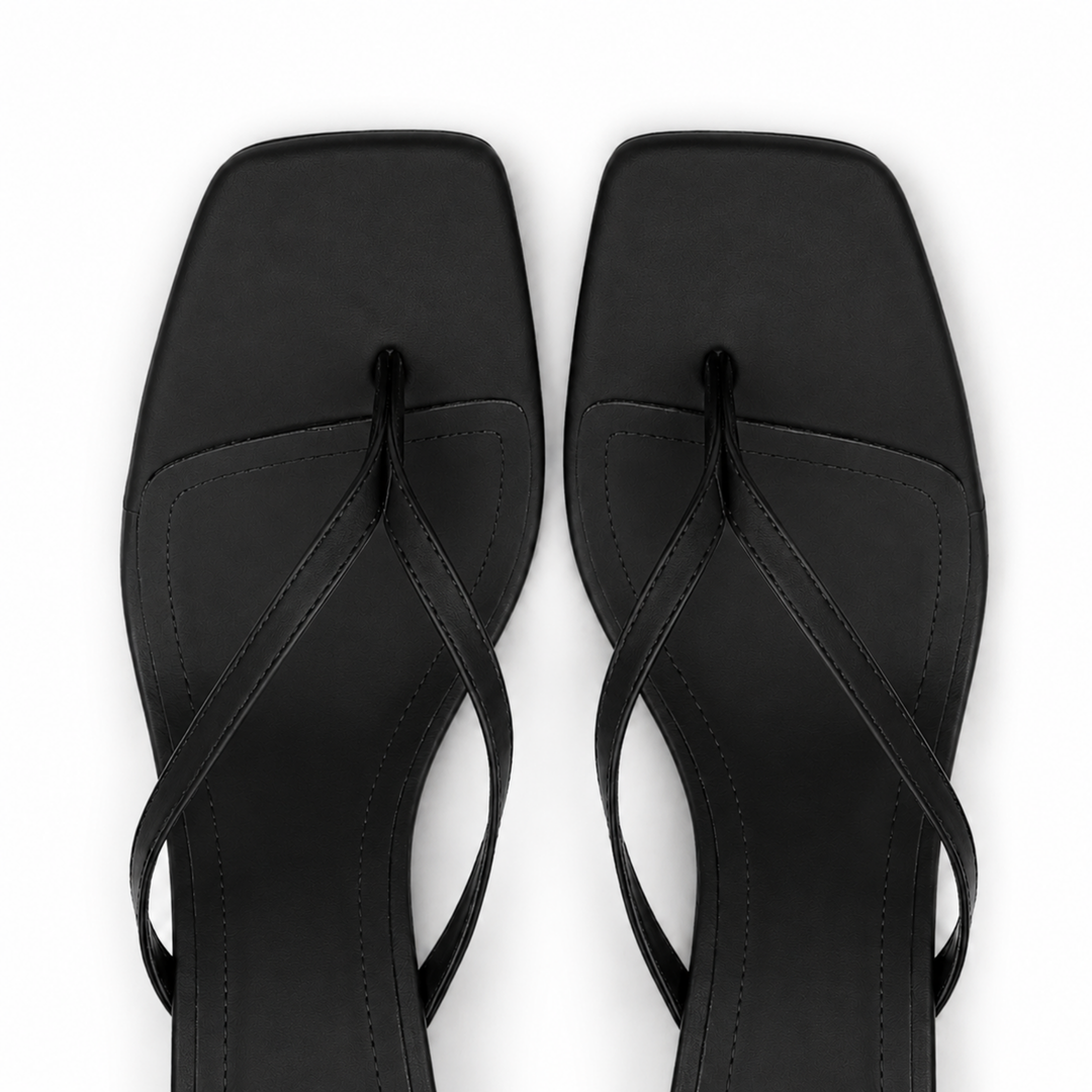 SCULPTED SQUARE-TOE MULE HEELS