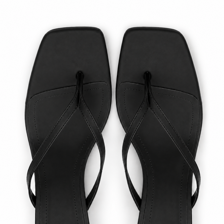 SCULPTED SQUARE-TOE MULE HEELS