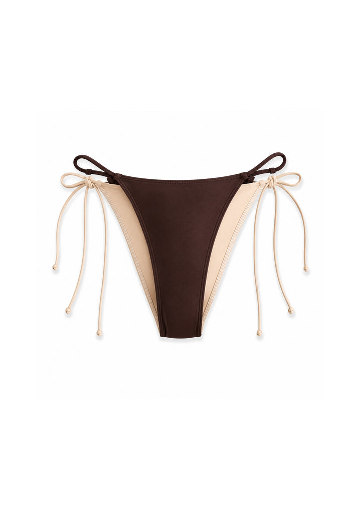 CONTRAST-BIND TIE-SIDE TANGA BOTTOM