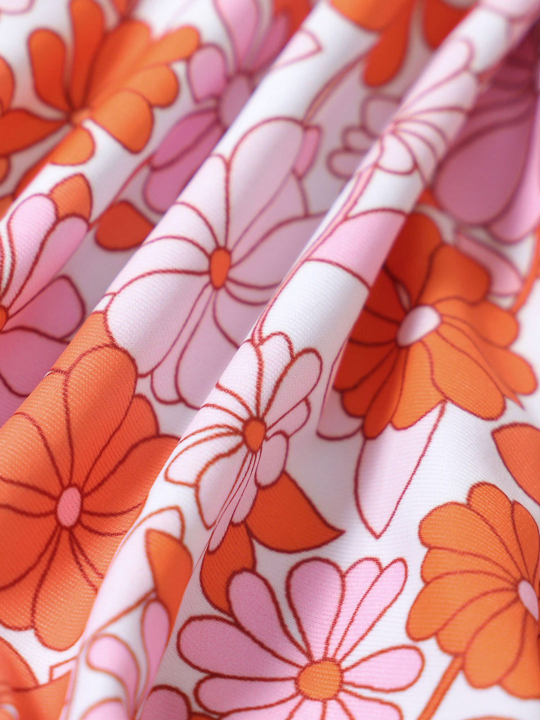 Kamala™️ | Orange Floral Backless Bikini Top