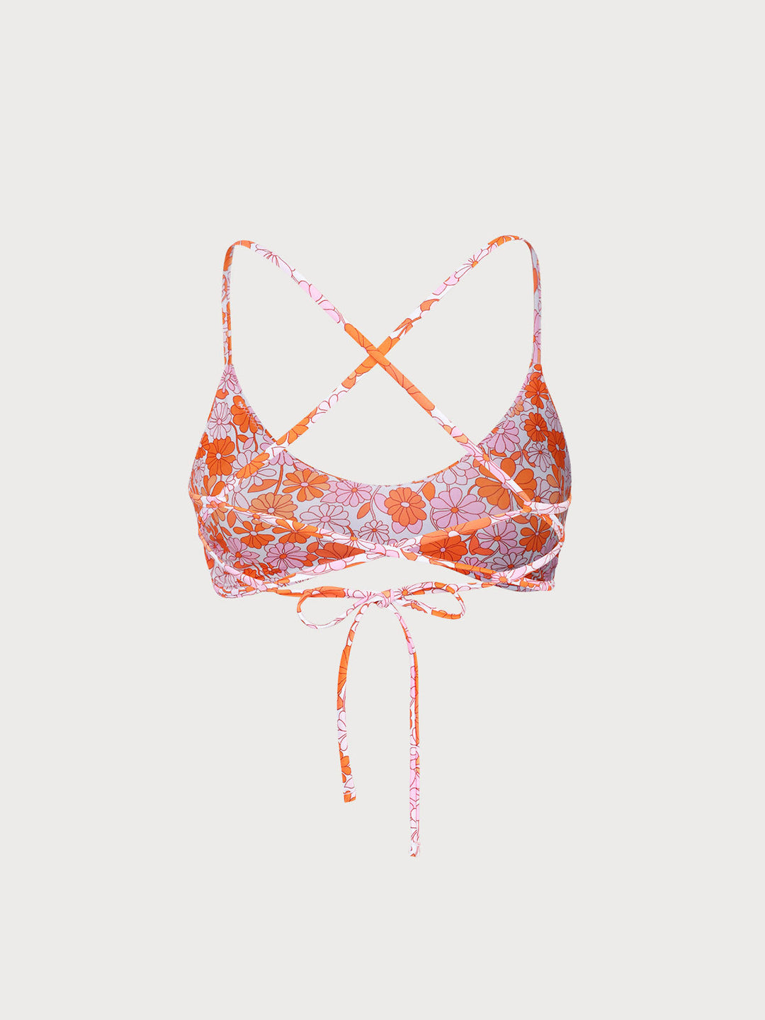 Kamala™️ | Orange Floral Backless Bikini Top